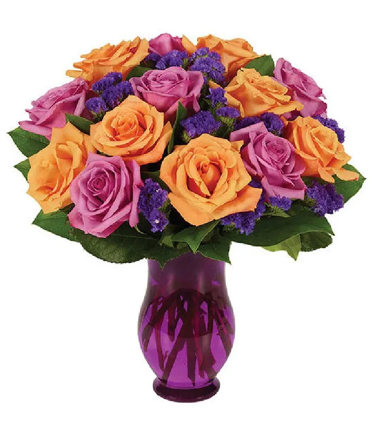 PURPLE & ORANGE ROSE BOUQUET